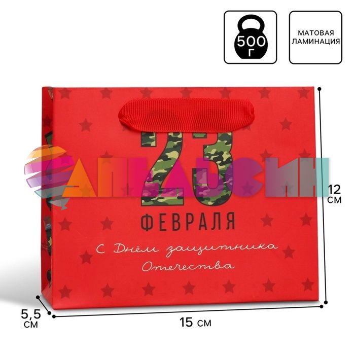 Пакет 23 февраля С ДЗО носки 12х15х5,5см глянец 9951875