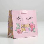 Пакет Единорог Shine on 14х14х9см крафт 5288996