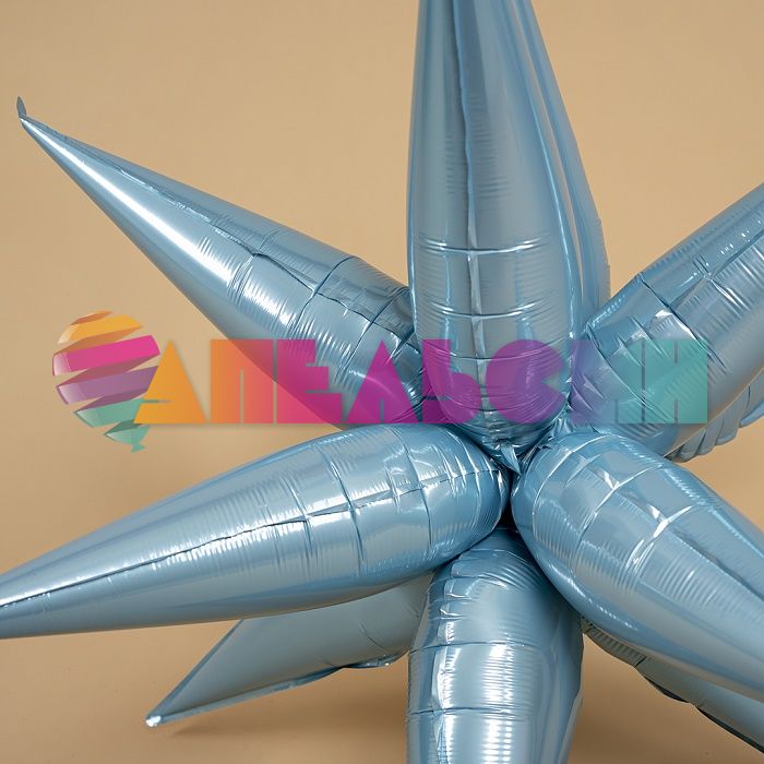 Шар звезда Голубой FL26"/66см 12 элементов (Китай) 60036
