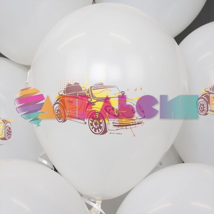 Шар латекс Машинки граффити на белом 12"/30см 25шт/уп (Турция) 812250