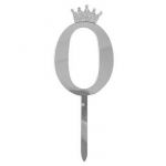 Топпер Серебро корона цифра 0 7х18см акрил 6231650