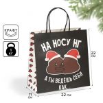 Пакет На носу НГ а ты ведешь себя как... 22х22х11см крафт 7661209