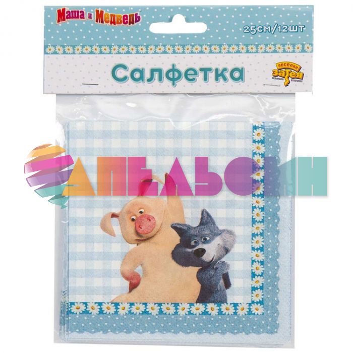 Салфетка Маша и Медведь Ромашки 25см 12шт/уп 1502-3260-СТОК