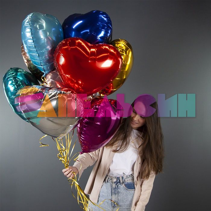 Шар сердце Бирюза FL18"/46см тиффани (Китай) 123029