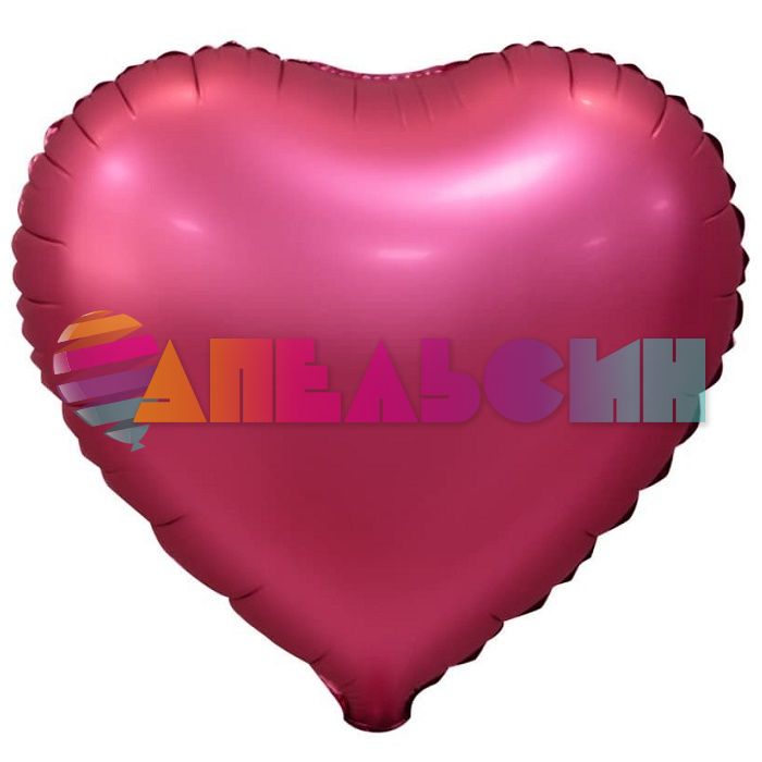 Шар сердце Красный FL18"/46см бордовый (Китай) сатин 123145