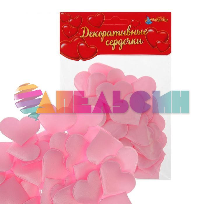Конфетти Розовый сердце 3,2см 50шт/уп спанч 1195952