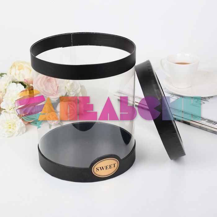 Коробка Черный Sweet аквариум 22х22х25,5см для цветов и конфет 3006828-2