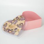 Коробка Розовый с прозрачной крышкой 28x25,2x11см сердце Ч52030-1
