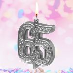 Свеча для торта 65 Серебро узор 3652
