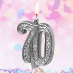 Свеча для торта 70 Серебро узор 3653