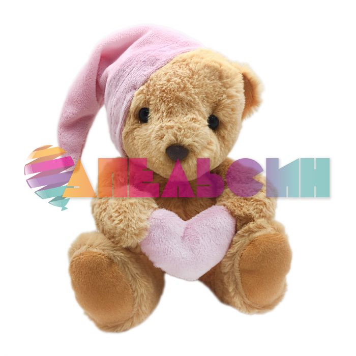Игрушка Мишка в колпачке с сердцем 30см стоя 28364