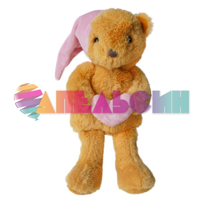 Игрушка Мишка в колпачке с сердцем 30см стоя 28364