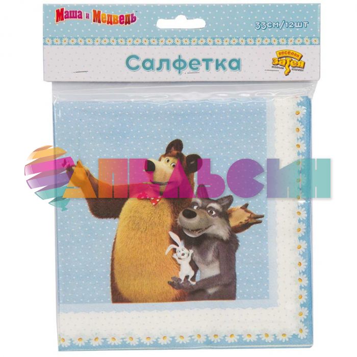 Салфетка Маша и Медведь Ромашки 33см 12шт/уп 1502-3261-СТОК