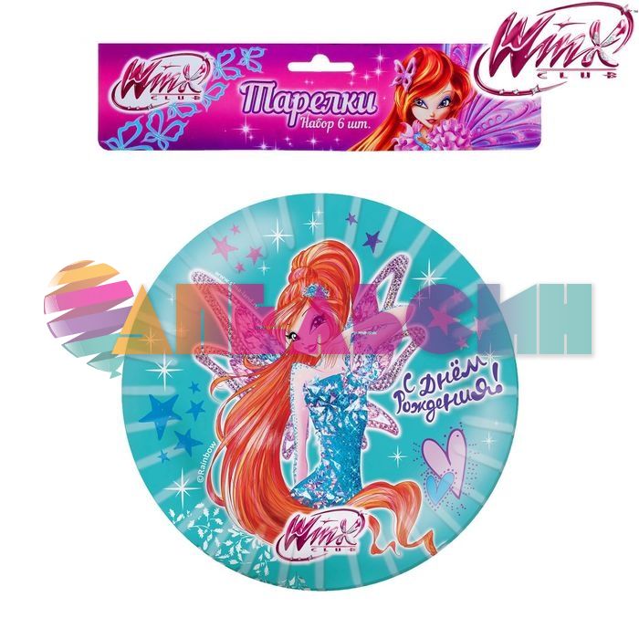Тарелка Феи Винкс/ Winx С ДР 18см 6шт/уп картон 1432838