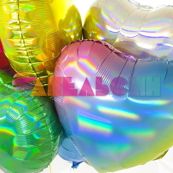 Шар сердце Серебро FL18"/46см перламутр (Китай) голография 190380S