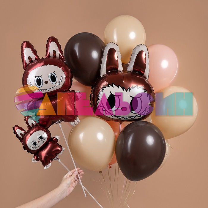 Шар голова Плюшевый эльф коричневый FL27"/69см (Китай) 26875