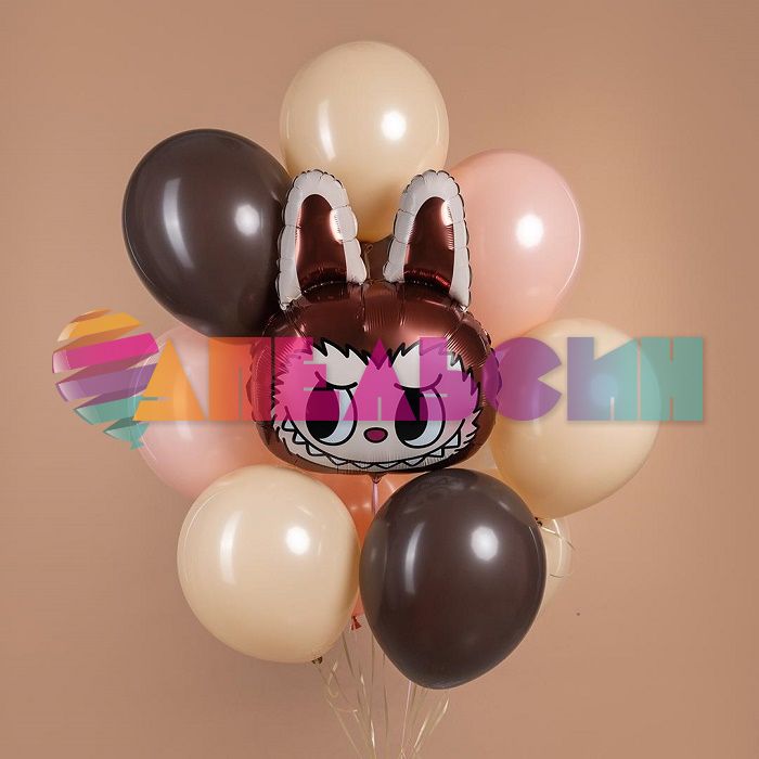 Шар голова Плюшевый эльф коричневый FL27"/69см (Китай) 26875