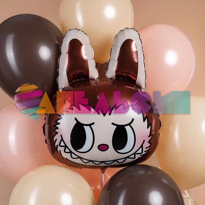 Шар голова Плюшевый эльф коричневый FL27"/69см (Китай) 26875