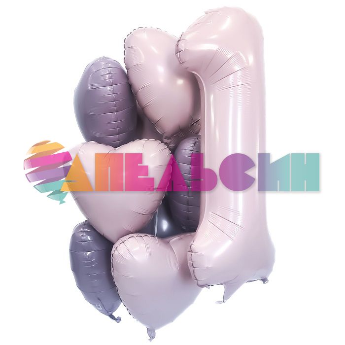 Шар сердце Сиреневый AG19"/48см орхидея (Россия) 224715