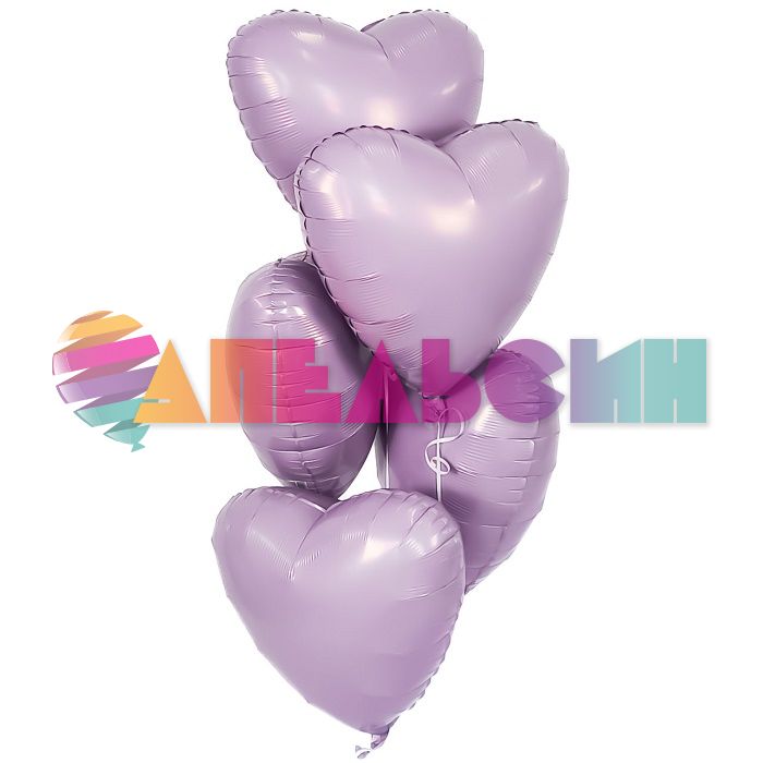 Шар сердце Сиреневый AG19"/48см орхидея (Россия) 224715