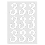 Наклейка цифра Белый 3 08см 9шт/лист 1968-08-бел-3