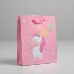 Пакет Единорожек с шариками 12х15х6см крафт 4764563