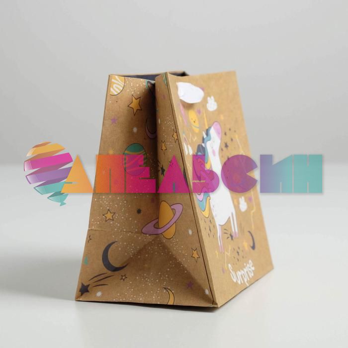 Пакет Единорог Surprise 14х14х9см крафт 5288994