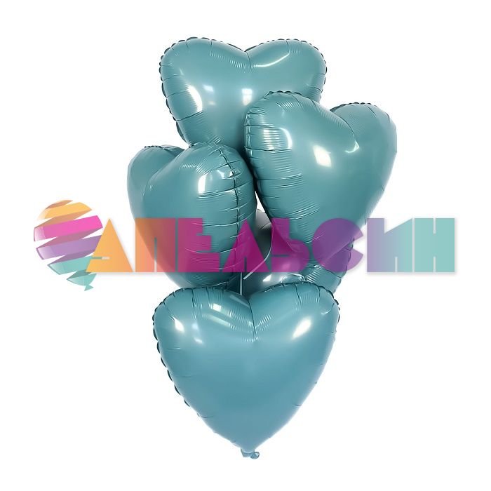 Шар сердце Бирюза AG19"/48см бриз (Россия) 224227