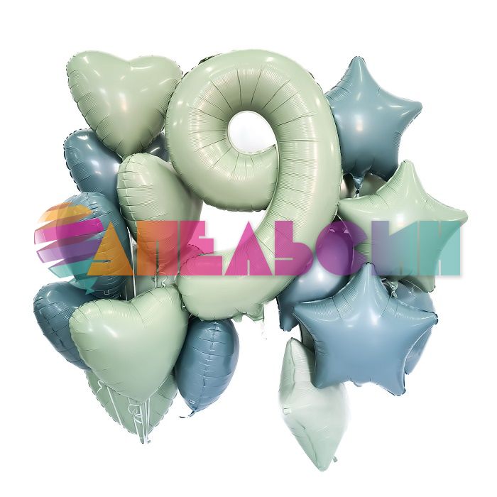 Шар сердце Бирюза AG19"/48см бриз (Россия) 224227