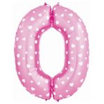 Шар цифра Розовый FL40"/102см сердца 0 (Китай) NMP0/PINK/V-СТОК
