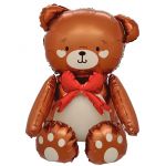 Шар ХОД Мишка с бантиком коричневый FL28"/71см (Китай) воздух 26686
