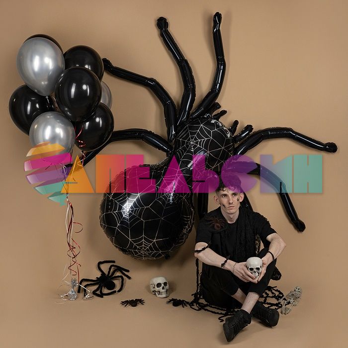 Шар ХОД Паук черный FL77"/196см (Китай) воздух 23993