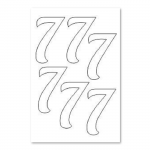 Наклейка цифра Белый 7 10см 6шт/лист 1968-10-бел-7