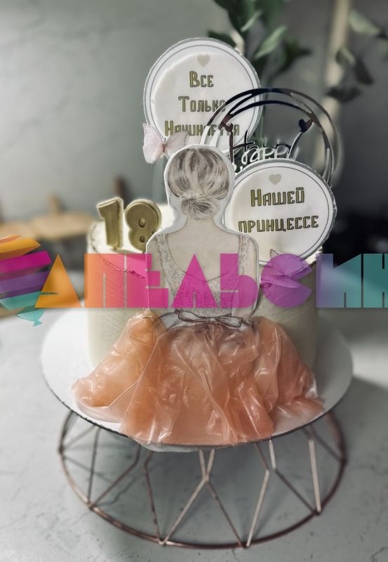 Топпер HB Круги с сердцами серебро 12х16см пластик 7003916