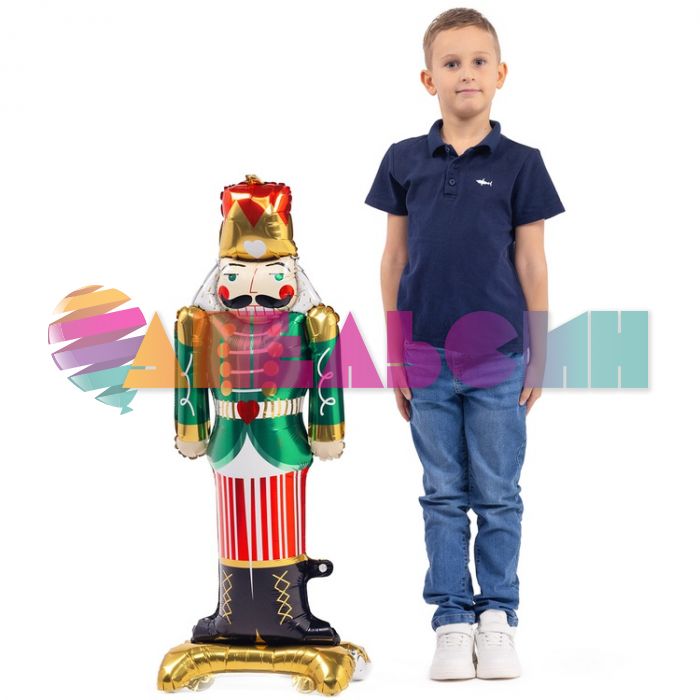 Шар ХОД Щелкунчик зеленый Е49"/124см на подставке (Китай) воздух 1208-0746