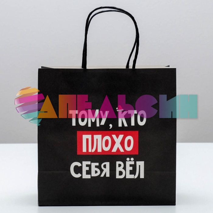 Пакет Тому кто плохо себя вел 22х22х11см крафт 4865444